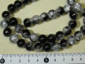 塗装クラックカラスビーズ　約10mm　黒×白色