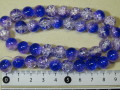 塗装クラックカラスビーズ　約10mm　青紫×白色