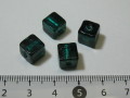ベネチアン風ガラス　キューブ　約８×８ｍｍ　深緑色（エメラルド）