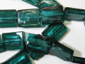 ベネチアン風ガラス　長方形　約20×15ｍｍ　緑(グリーン)