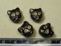 チェコビーズ　ネコ（たて穴）　１３ミリ　ジェット新