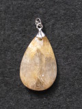 ペンダントトップ　ドロップ型　３２×２０ミリ　ルチルクォーツ