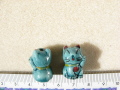 陶器ビーズ　招きネコ　約14ｍｍ×18ｍｍ　グリーン