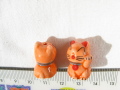 陶器ビーズ　招きネコ　約14ｍｍ×18ｍｍ　オレンジ