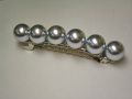 バレッタ　（髪留め部分約83mm・6個玉・銀）