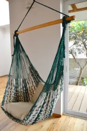 メキシカンチェアハンモック（ネット） ラージ　「グリーン＆ベージュ」