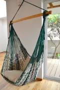 メキシカンチェアハンモック（ネット） ラージ　「グリーン＆ベージュ」