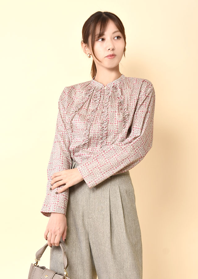 ◆リバティフリルラインプルオーバーブラウス【2533010HN】【27】