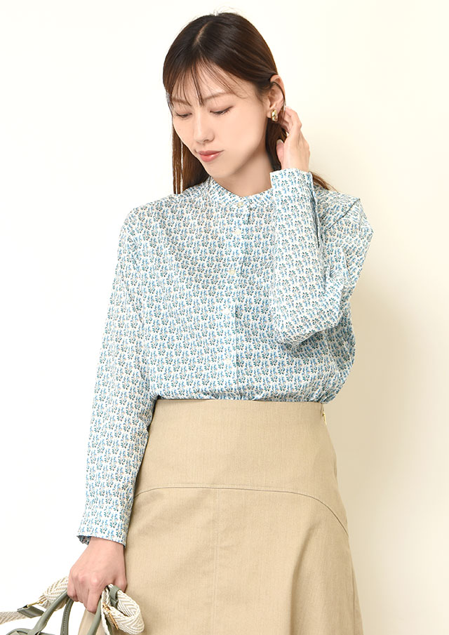 ◆リバティバンドカラードロップショルダーシャツ【2611026PN】【27】