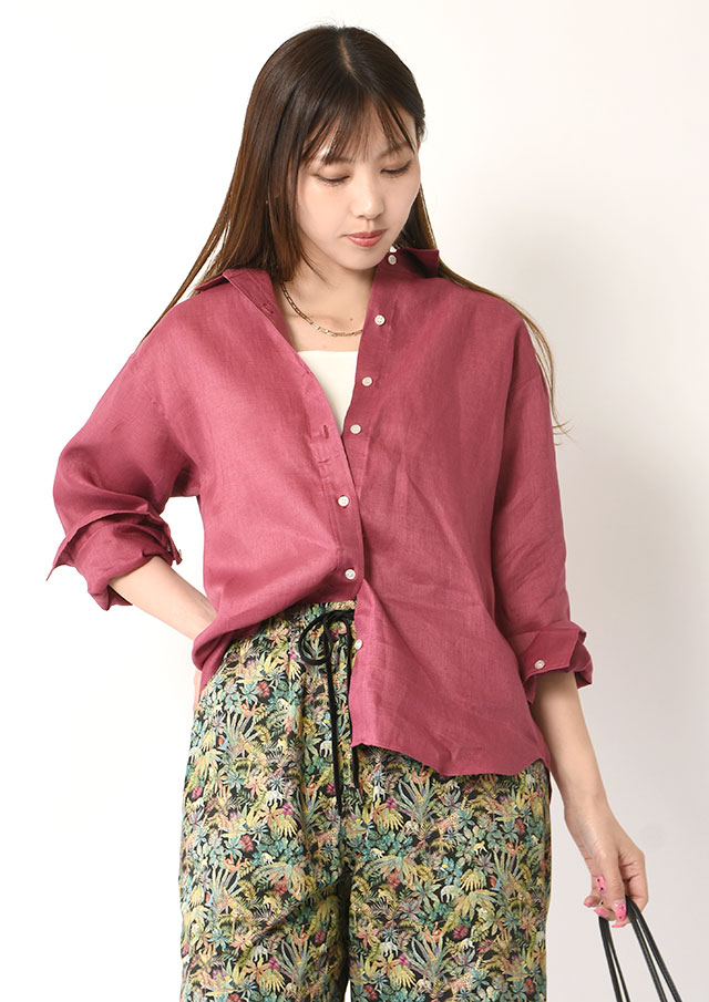 ◆ウォッシュリネンレギュラーシャツ【2621015HN】【27】