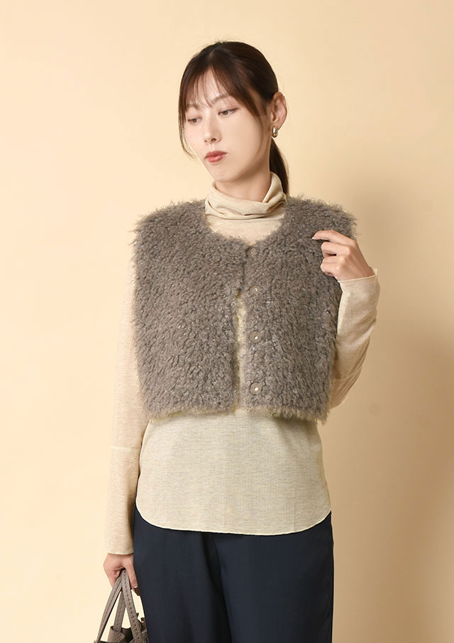 ◆エコファーリバーシブルショートベスト【6262-469】【26】