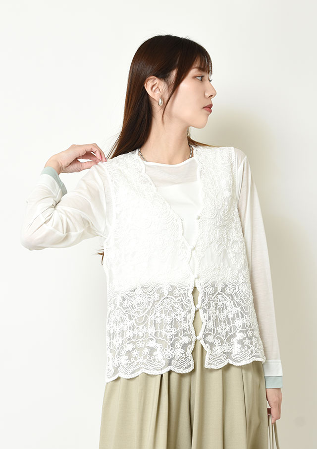 ◆立体コード刺繍レースジレ【6266-333】【26】