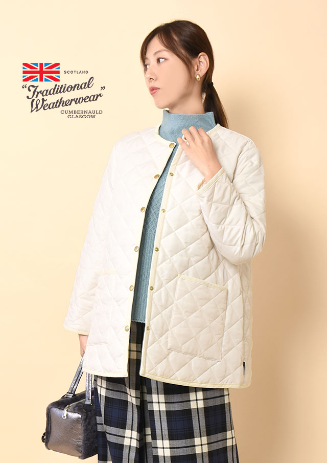 ◆TraditionalWeatherwear｜トラディショナルウェザーウェア｜ArkleyA-LineMiddle｜キルティングノーカラーミドルコート【CO0485AA】【26】