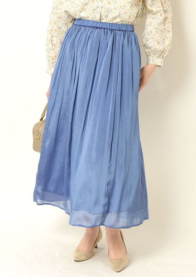 ◆シルキーシャンブレーギャザースカート【H20274】【26】