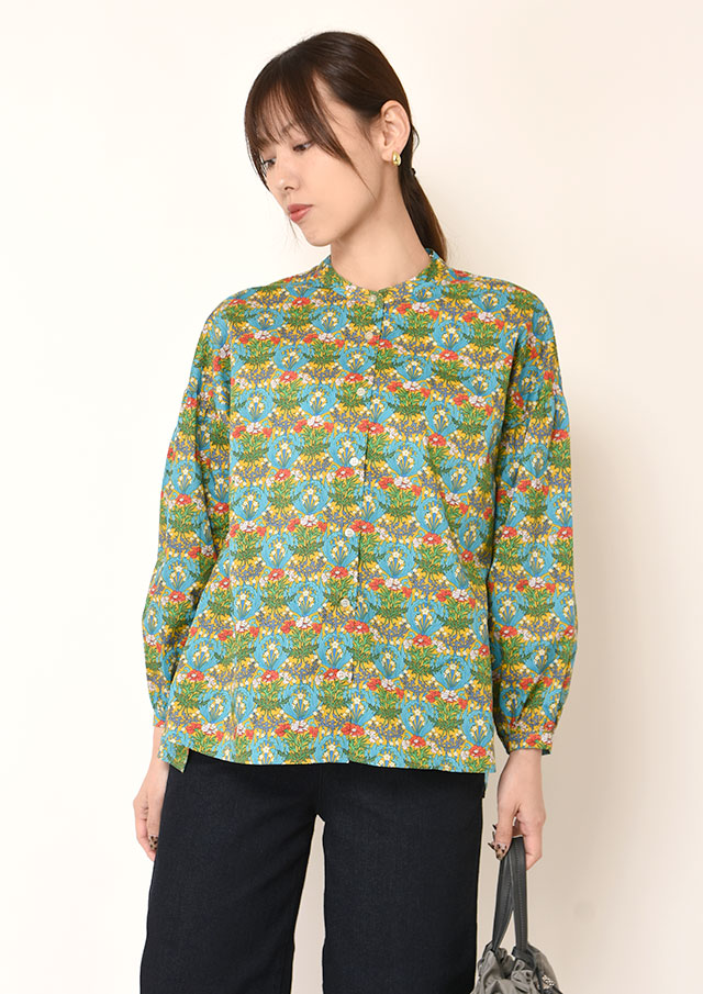 ◆リバティバンドカラーギャザースリーブシャツ【H2533510】【27】