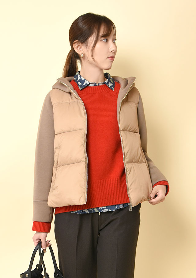 ◆異素材コンビ中綿フーデットブルゾン【H38506】【27】