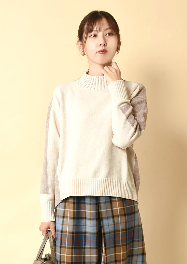 ◆モールバイカラーハイネックプルオーバーニット【H523819】【26】