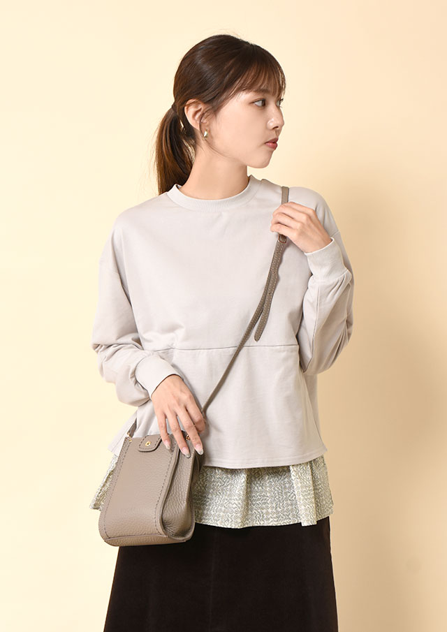 ◆ミニ裏毛裾リバティ使いプルオーバーカットソー【H5M015101】【80】