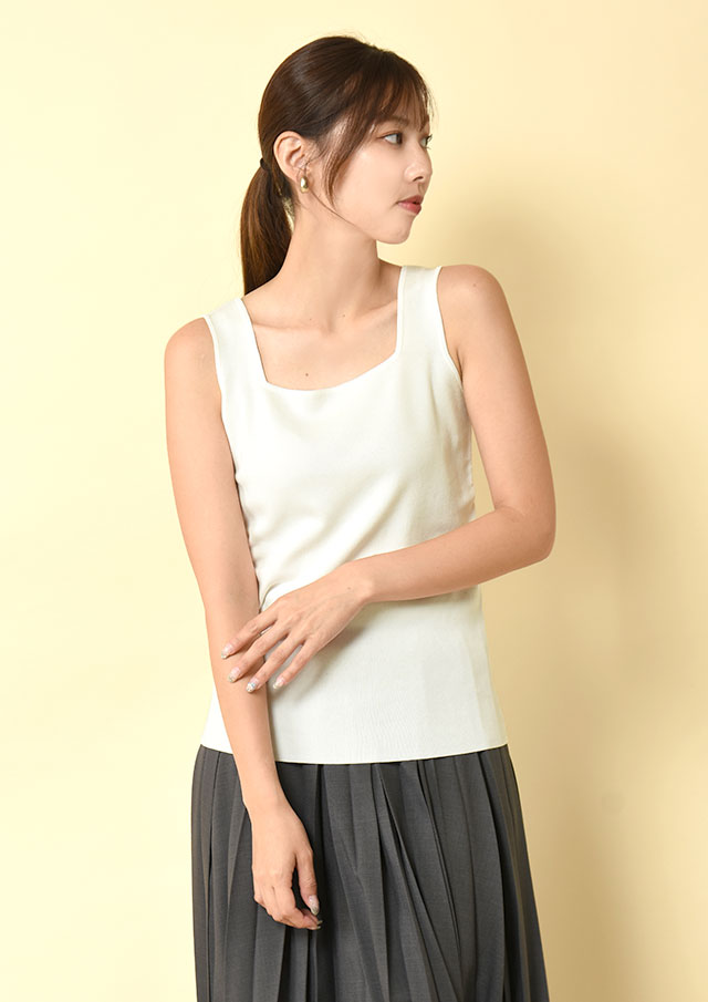 ◆コットンレーヨンスクエアネックタンクトップ【H603707】【26】