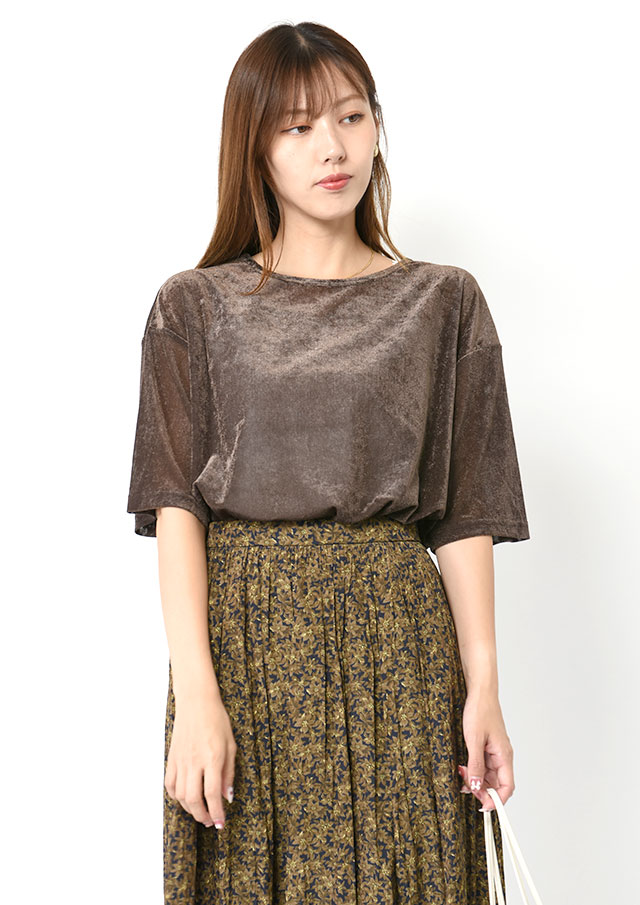 ◇◆シアーベロア5分袖プルオーバーカットソー【H603809】【26】