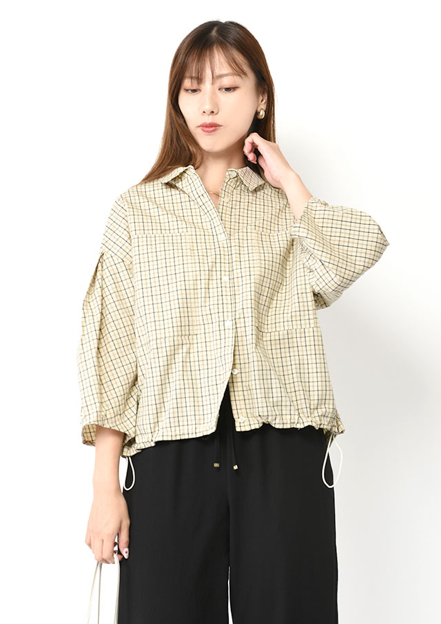 ◇◆チェック7分袖シャツブルゾン【H603859】【26】