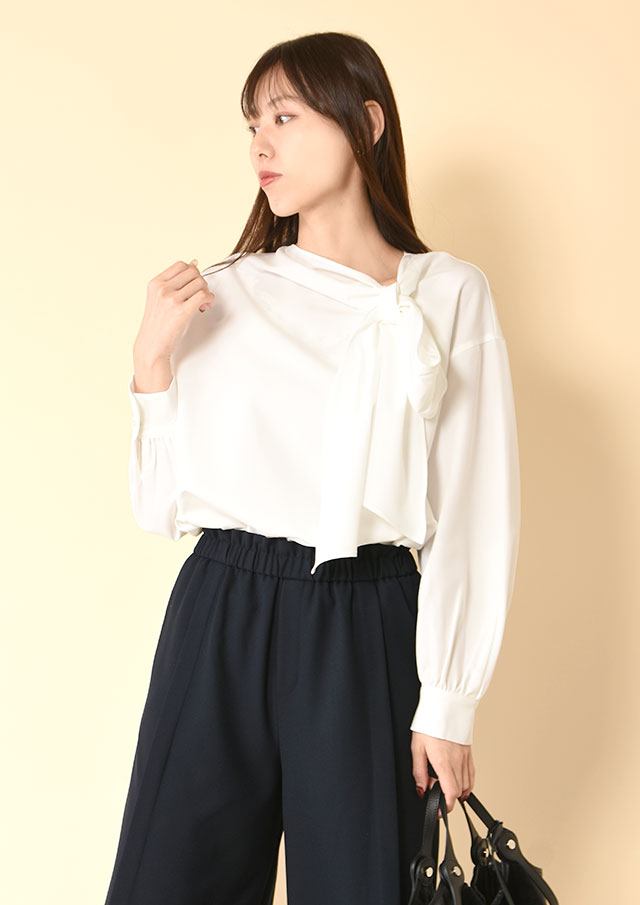 ◆アシンメトリーリボンプルオーバーブラウス【H603934】【26】