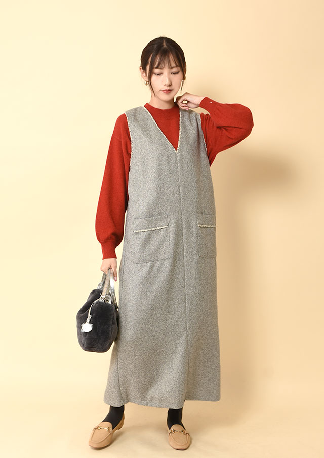 ◆ツイードフリンジ2WAYジャンパースカート【H623801】【26】