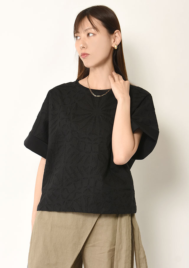 ◆フロントインドカットワークキルトプルオーバーカットソー【H62UT711】【27】