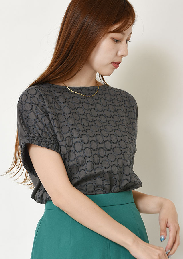 ◆フロントサークル刺繍ゴムスリーブカットソー【H62UT871】【27】