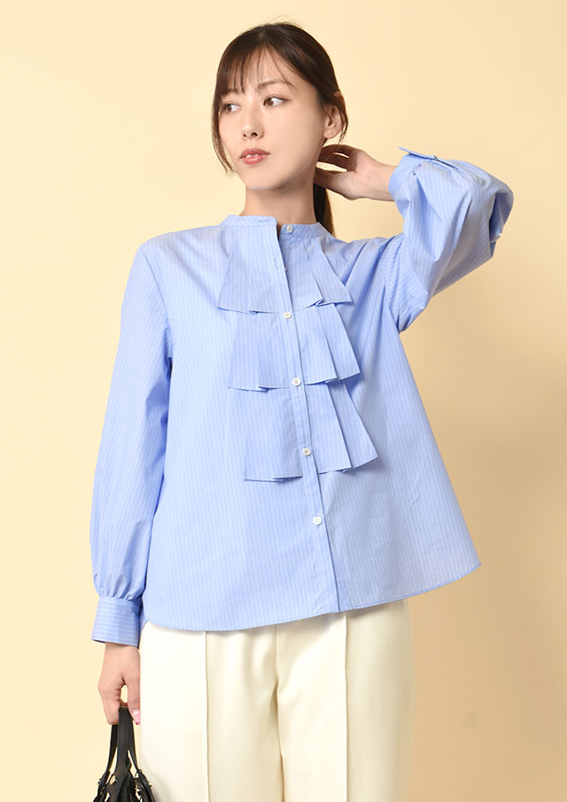 ◇◆無地＆ストライプラッフルシャツ【H655019】【26】