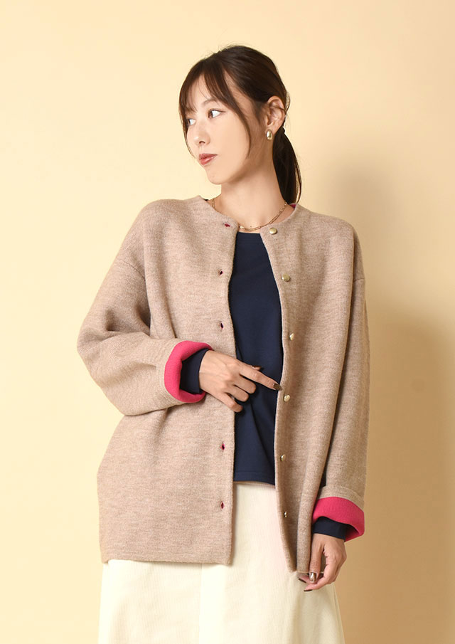 ◆ダブルフェイスニットジャケット【H733878】【26】