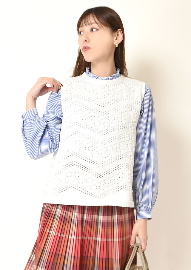 ◆スポンジレース編みニットベスト【H733904】【26】