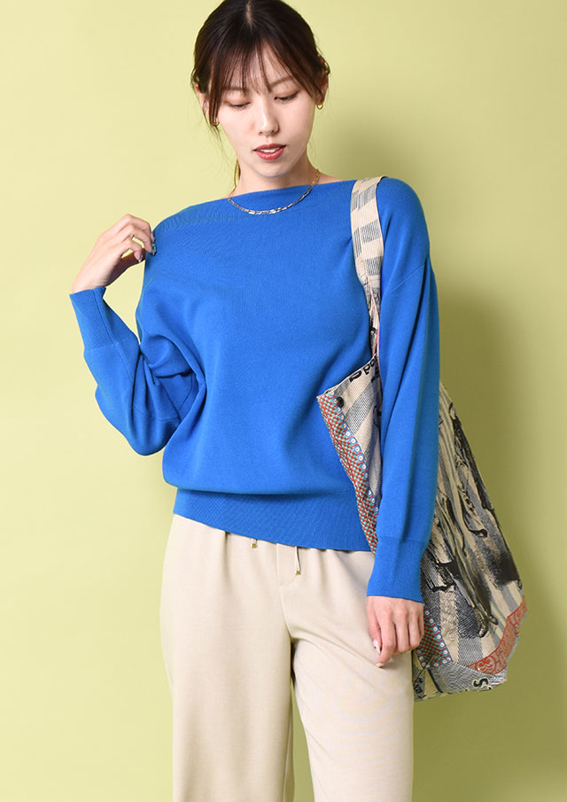 ◇◆コットンストレッチボートネックプルオーバーニット【H733926】【26】