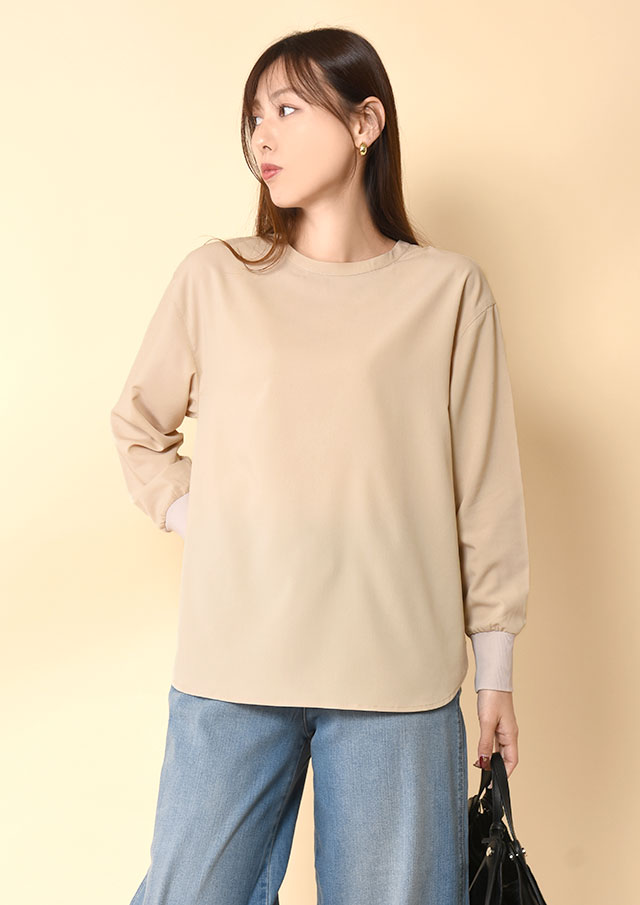 ◆テトロンリブ袖プルオーバーブラウス【H81460】【26】