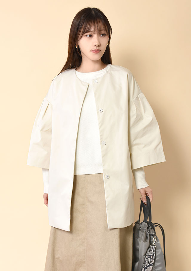 ◆タッサータックスリーブノーカラーコート【H8568100】【26】