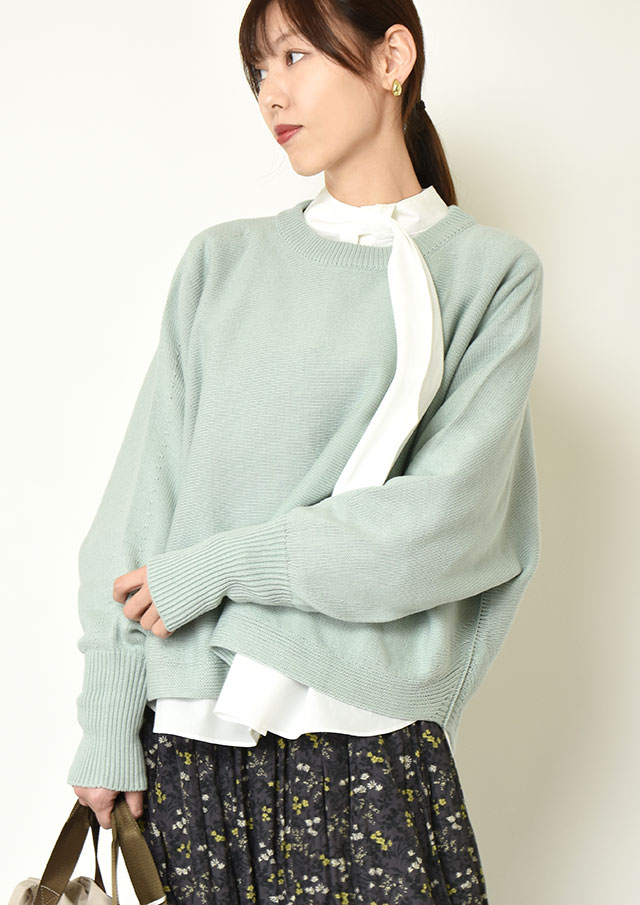 ◆コットンアクリルワイドプルオーバーニット【HJ49675M】【26】