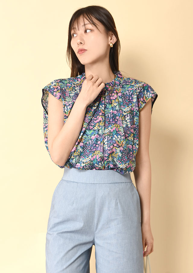 ◆オーガニックトゥルーコットンリバティプルオーバーブラウス【HM-3160】【61】