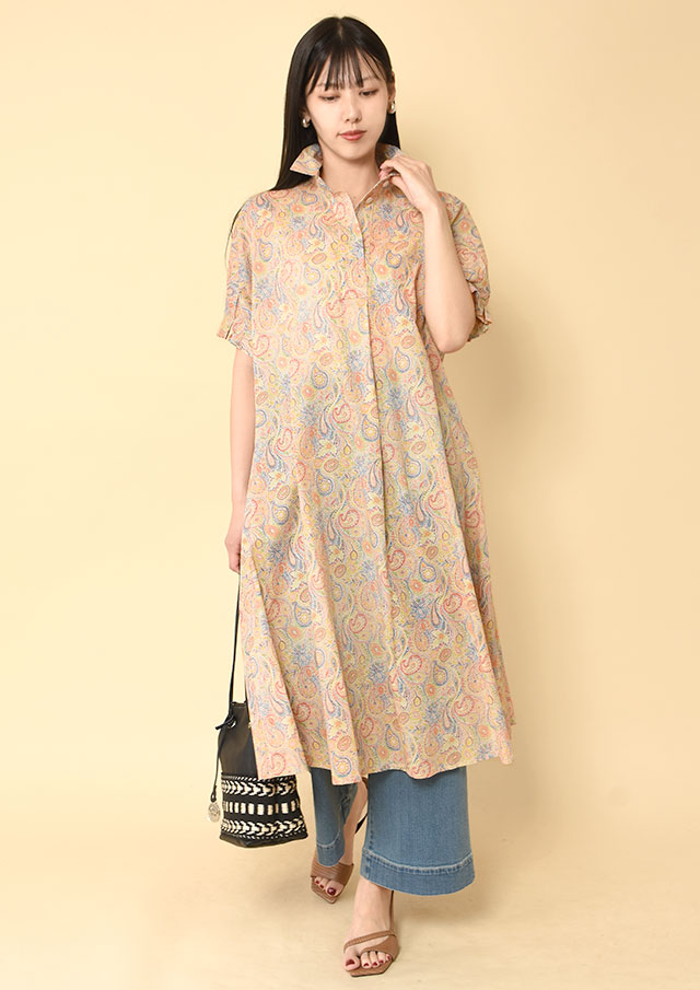 ◆リバティミラクルウェーブプリントフロントタックワンピース【HM-3625】【61】