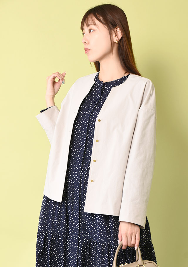 ◆コットンライクキーネックジャケット【HR1731】【26】