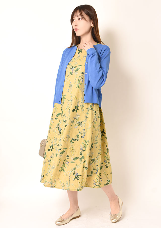 ◆コットンリネンフラワープリントワンピース【HW026006】【61】