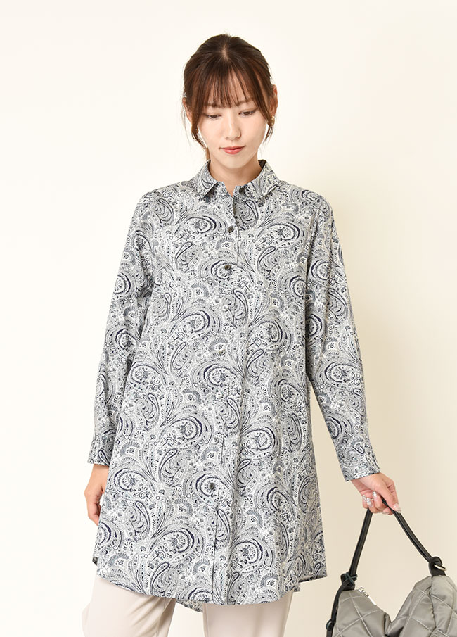 ◆リバティ前開きロングシャツチュニック【HW055503】【61】