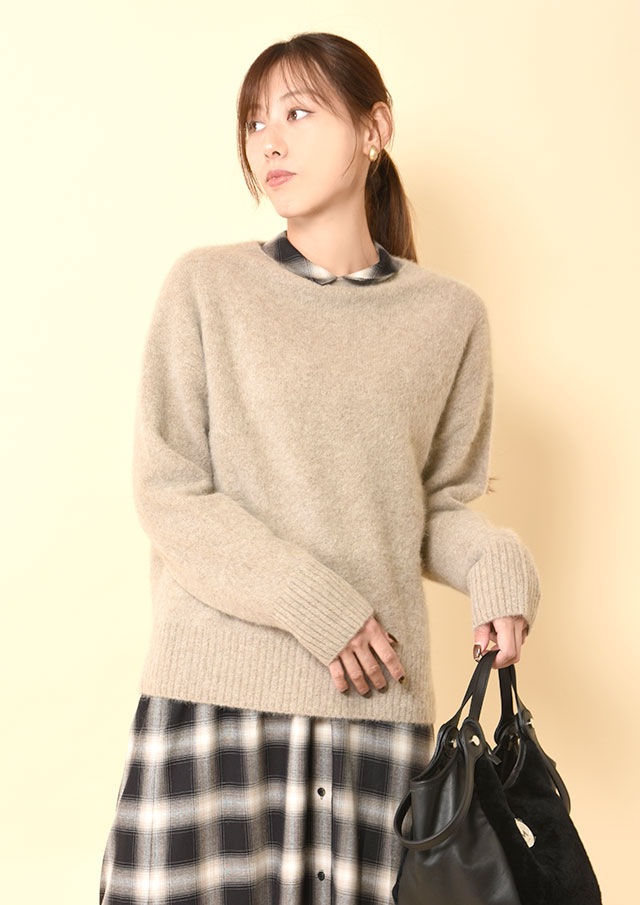 ◆ヤク＆フォックスブレンドボートネックプルオーバーニット【J147725M】【26】