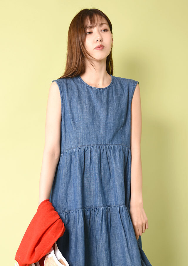 新品　ヘルシーデニム　ティアードワンピース　ノースリーブ　エコブルー　M 楽天市場】Healthy Denim（ヘルシーデニム）Breezy Blueberry