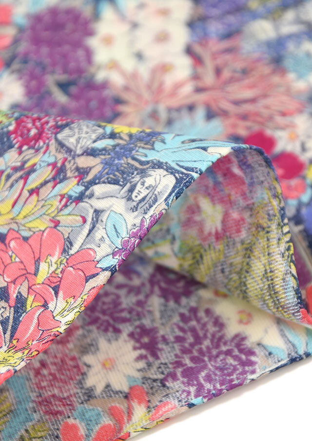 リバティガーゼハンカチ&ラミネートポーチセット〈アレキサンダーマーブル〉グレー リバティガーゼハンカチ&ラミネートポーチセット