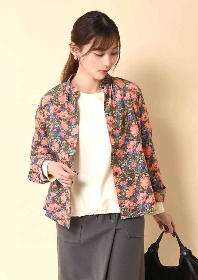 ◆リバティコーデュロイスタンドカラーシャツ【2533026PN】【27】