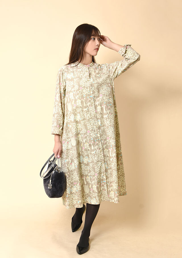 ◆リバティコーデュロイAラインシャツワンピース【2533026SY】【27】