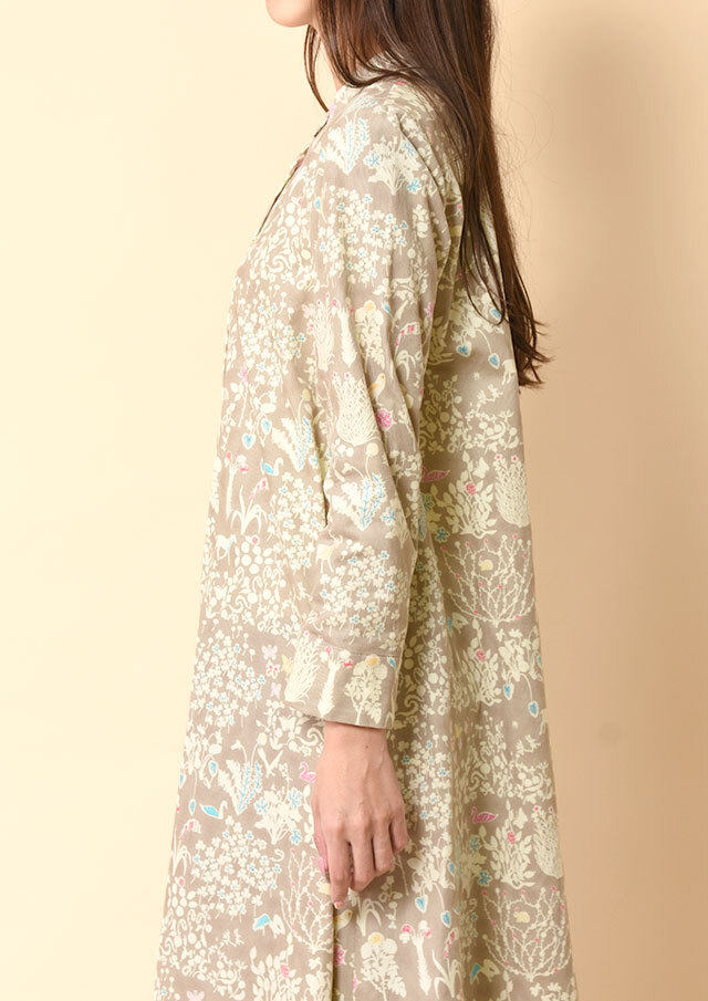 リバティコーデュロイAラインシャツワンピース