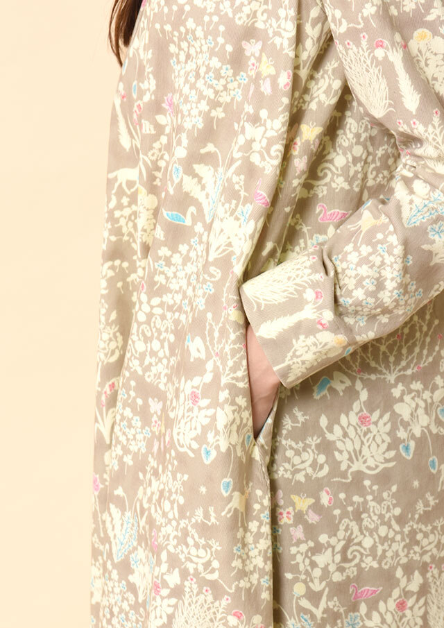 リバティコーデュロイAラインシャツワンピース