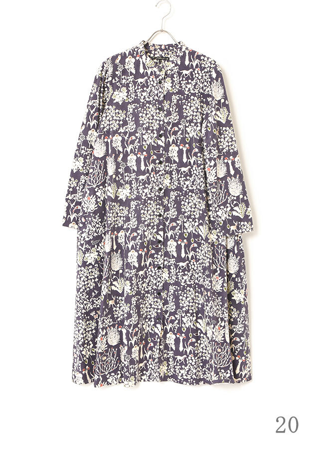 リバティコーデュロイAラインシャツワンピース