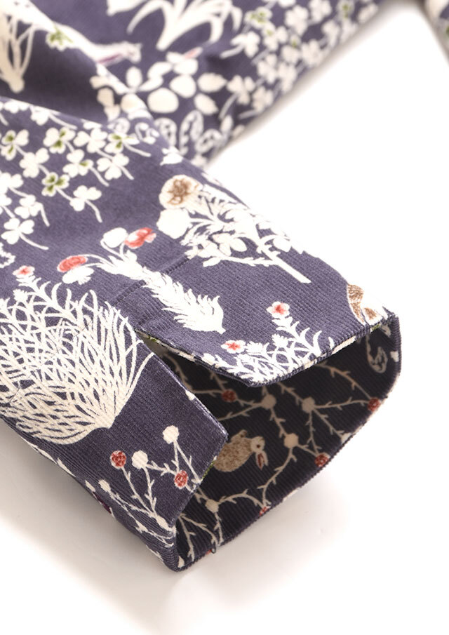 リバティコーデュロイAラインシャツワンピース